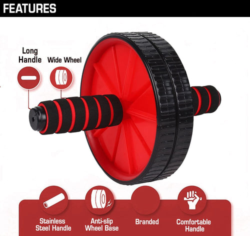 Premium Abs Roller for Men & Women Stomach Abs Roller Wheel for Home Workout, Gym Ab Roller for Men Abs Workout Equipment for Abdominal Ab Roller Home Exercise Equipment with Knee Mat -(Red & Black)